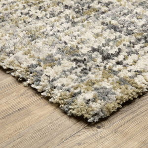 Oriental Weavers Aspen Ivory & Gold Shag Area Rug – Luxurious Soft Microfiber With Modern Abstract Design Ivory,Gold Polyester A2877b068230st