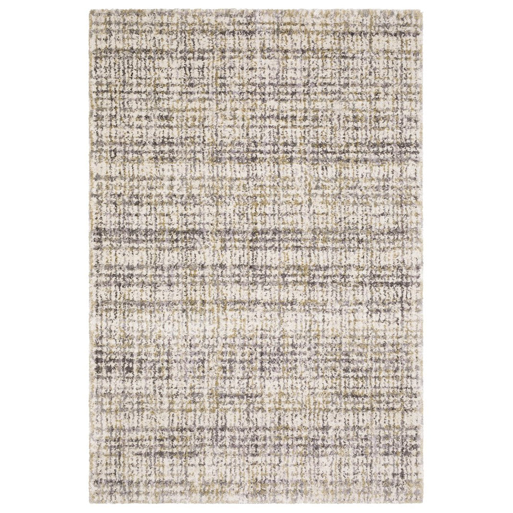 Oriental Weavers Aspen Ivory & Gold Shag Area Rug – Luxurious Soft Microfiber With Modern Abstract Design Ivory,Gold Polyester A2877b068230st