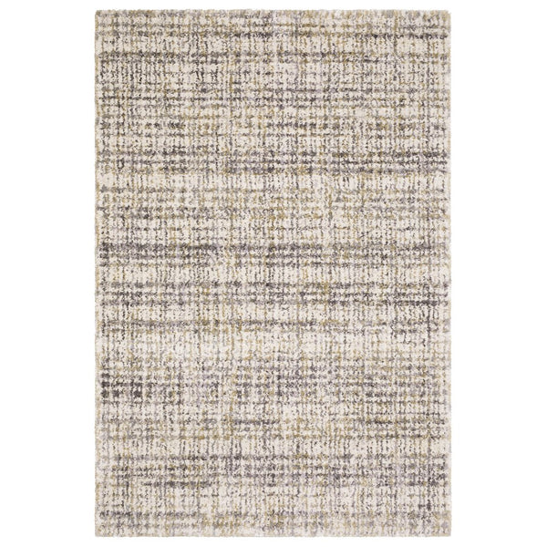 Oriental Weavers Aspen Ivory & Gold Shag Area Rug – Luxurious Soft Microfiber With Modern Abstract Design Ivory,Gold Polyester A2877b068230st