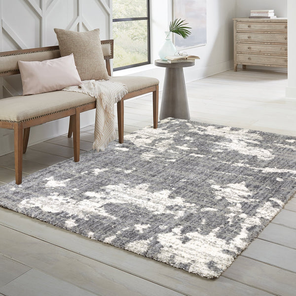 Oriental Weavers Aspen Luxurious Soft Shag Area Rug - Modern Abstract Design In Beautiful Shades Of Blue And Gray Grey,Ivory Polyester A003h9117165st