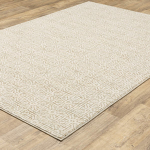 Oriental Weavers Atlas Geometric Maze Nylon Area Rug Ivory Beige Tonal Weave for Living Room and Bedroom 1'10" x 3'2" A3721G058100ST