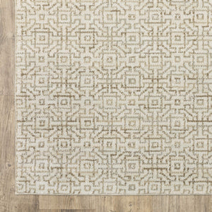 Oriental Weavers Atlas Geometric Maze Nylon Area Rug Ivory Beige Tonal Weave for Living Room and Bedroom 1'10" x 3'2" A3721G058100ST