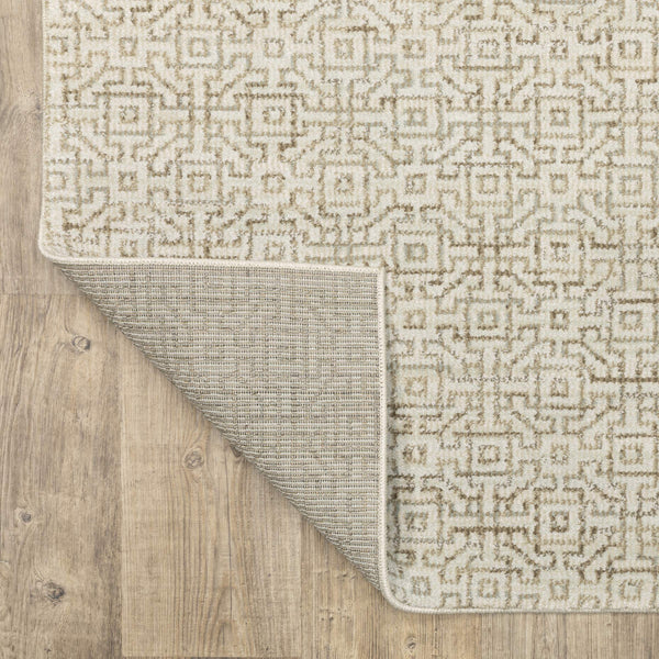 Oriental Weavers Atlas Geometric Maze Nylon Area Rug Ivory Beige Tonal Weave for Living Room and Bedroom 1'10" x 3'2" A3721G058100ST