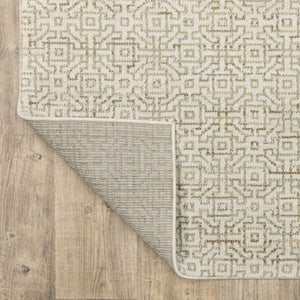 Oriental Weavers Atlas Geometric Maze Runner Rug Nylon Blend Durable Neutral Tones for Modern Interiors 2'3" x 8' A3721G067253ST
