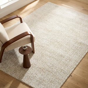 Oriental Weavers Atlas Geometric Maze Nylon Area Rug Ivory Beige Tonal Weave for Living Room and Bedroom 1'10" x 3'2" A3721G058100ST