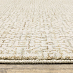 Oriental Weavers Atlas Geometric Maze Runner Rug Nylon Blend Durable Neutral Tones for Modern Interiors 2'3" x 8' A3721G067253ST