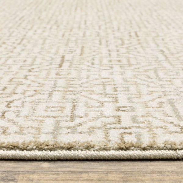 Oriental Weavers Atlas Geometric Maze Runner Rug Nylon Blend Durable Neutral Tones for Modern Interiors 2'3" x 8' A3721G067253ST