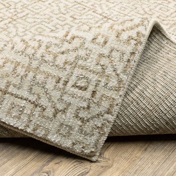 Oriental Weavers Atlas Geometric Maze Runner Rug Nylon Blend Durable Neutral Tones for Modern Interiors 2'3" x 8' A3721G067253ST