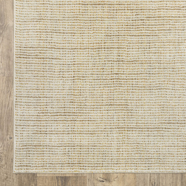 Oriental Weavers Atlas Tonal Ivory Gold Runner Rug Nylon Blend Lustrous Sheen for Modern Minimalist Interiors 2'3" x 8' A3723N067253ST