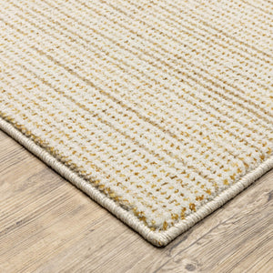 Oriental Weavers Atlas Tonal Ivory Gold Runner Rug Nylon Blend Lustrous Sheen for Modern Minimalist Interiors 2'3" x 8' A3723N067253ST