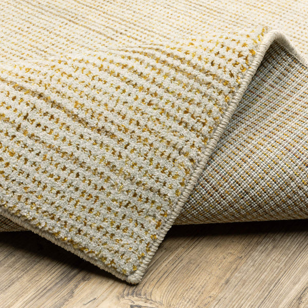 Oriental Weavers Atlas Tonal Ivory Gold Nylon Blend Area Rug with Lustrous Sheen for Modern Interiors 1'10" x 3'2" A3723N058100ST