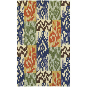 Oriental Weavers Atrium Hand-hooked Indoor/Outdoor Area Rug - Versatile Geometric & Botanical Designs For Any Space Blue,Orange Polypropylene A51100305396st