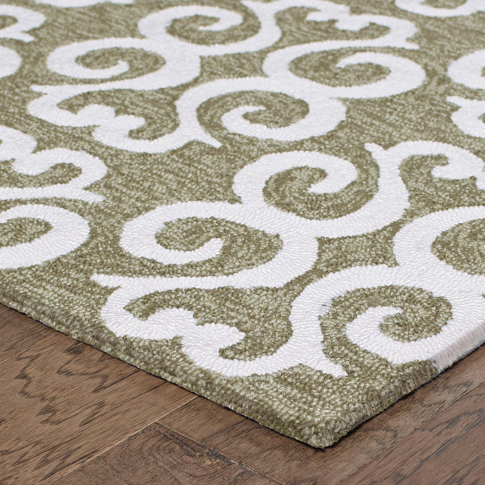 Oriental Weavers Atrium Hand-hooked Indoor/Outdoor Area Rug - Versatile Geometric & Botanical Design For Any Space Brown,Ivory Polypropylene A51108107168st