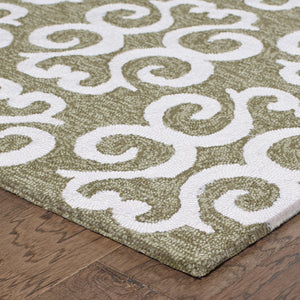 Oriental Weavers Atrium Hand-hooked Indoor/Outdoor Area Rug - Versatile Geometric & Botanical Design For Any Space Brown,Ivory Polypropylene A51108107168st