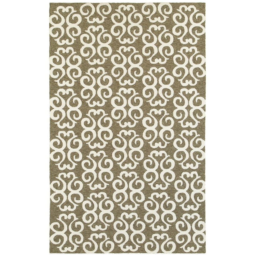 Oriental Weavers Atrium Hand-hooked Indoor/Outdoor Area Rug - Versatile Geometric & Botanical Design For Any Space Brown,Ivory Polypropylene A51108107168st