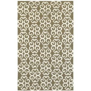 Oriental Weavers Atrium Hand-hooked Indoor/Outdoor Area Rug - Versatile Geometric & Botanical Design For Any Space Brown,Ivory Polypropylene A51108107168st