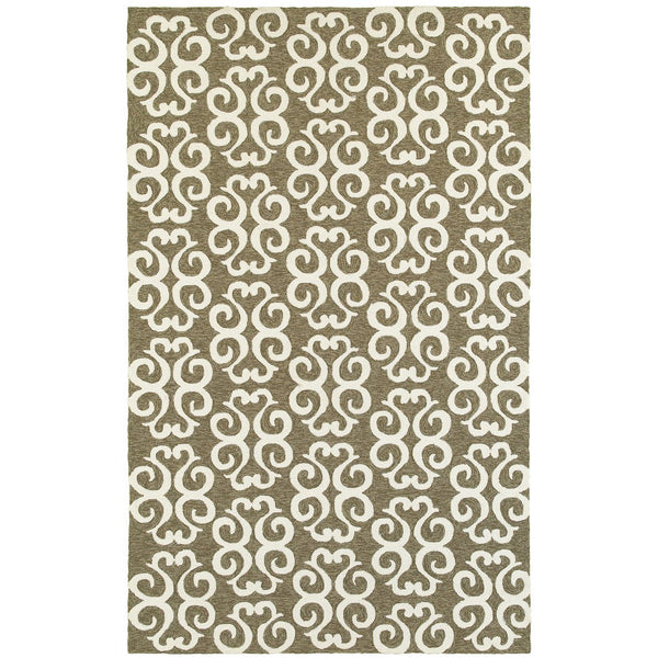 Oriental Weavers Atrium Hand-hooked Indoor/Outdoor Area Rug - Versatile Geometric & Botanical Design For Any Space Brown,Ivory Polypropylene A51108107168st