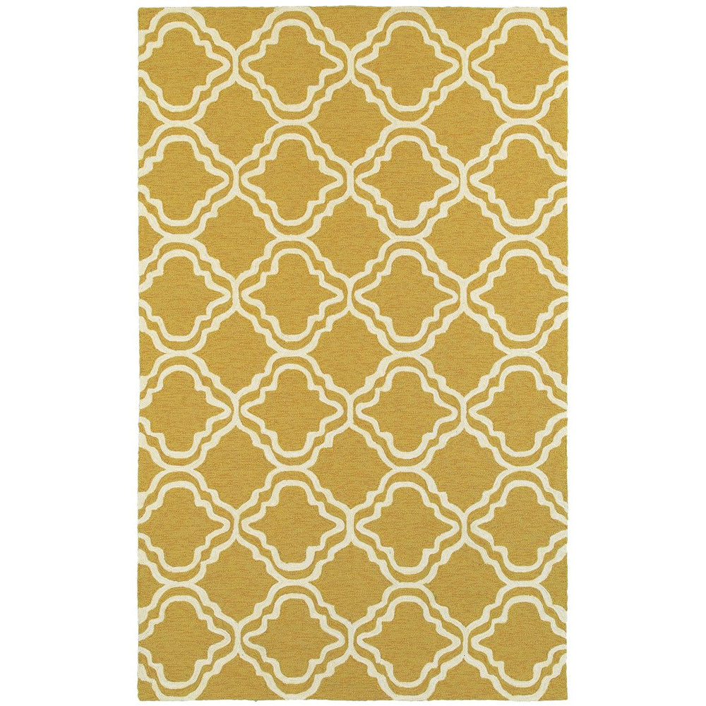 Oriental Weavers Atrium Indoor/Outdoor Area Rug - Hand-hooked, Geometric And Botanical Patterns For Any Space Gold,Ivory Polypropylene A51112152244st