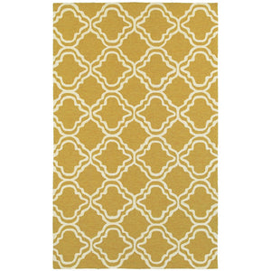 Oriental Weavers Atrium Indoor/Outdoor Area Rug - Hand-hooked, Geometric And Botanical Patterns For Any Space Gold,Ivory Polypropylene A51112152244st