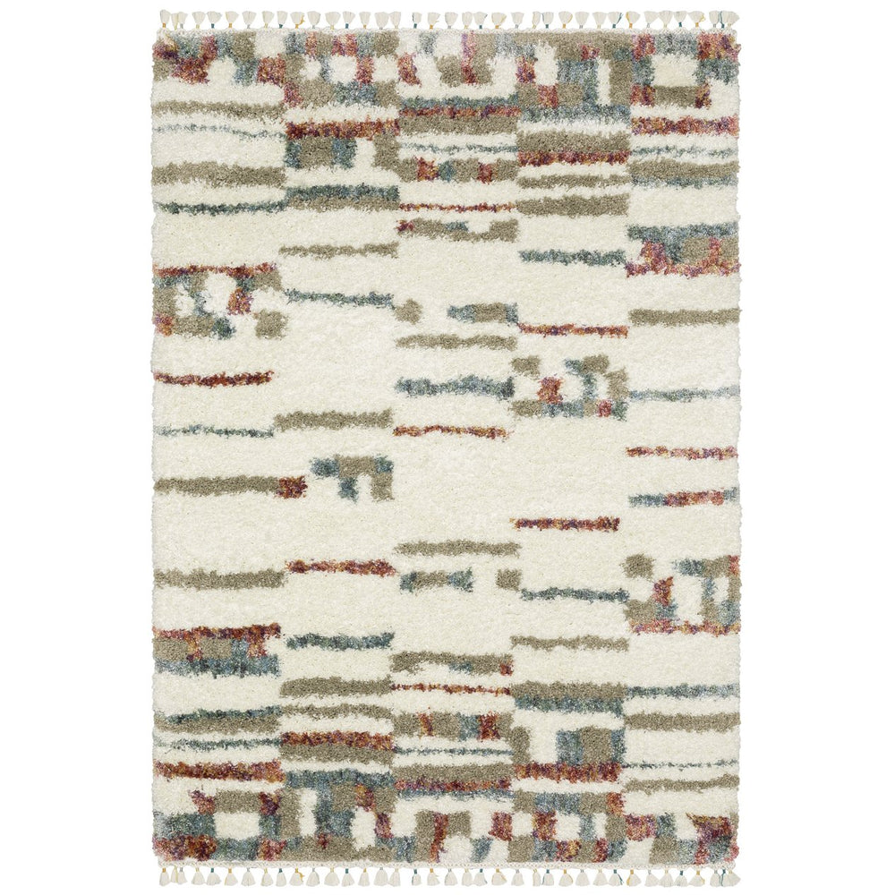 Oriental Weavers Axis Indoor Area Rug - Soft Textured Hand With Multi-colored Yarns And Trendy Tassel Fringe Design Ivory,Multi Polypropylene Aax06a300394st