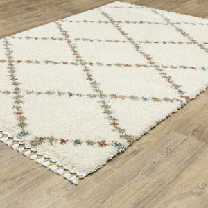 Oriental Weavers Axis Indoor Area Rug - Soft Textured High-pile Design With Trendy Tassel Fringe And Vibrant Colors Ivory,Multi Polypropylene Aax08a300394st
