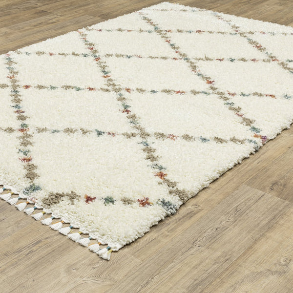 Oriental Weavers Axis Indoor Area Rug - Soft Textured High-pile Design With Trendy Tassel Fringe And Vibrant Colors Ivory,Multi Polypropylene Aax08a300394st