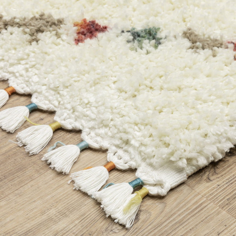 Oriental Weavers Axis Indoor Area Rug - Soft Textured High-pile Design With Trendy Tassel Fringe And Vibrant Colors Ivory,Multi Polypropylene Aax08a300394st