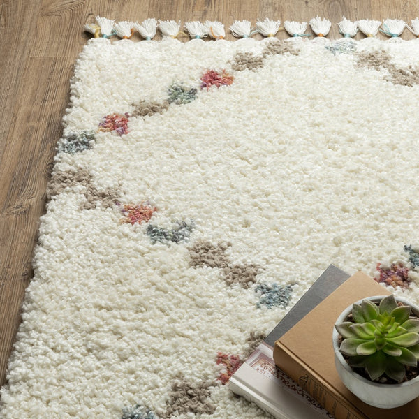 Oriental Weavers Axis Indoor Area Rug - Soft Textured High-pile Design With Trendy Tassel Fringe And Vibrant Colors Ivory,Multi Polypropylene Aax08a300394st