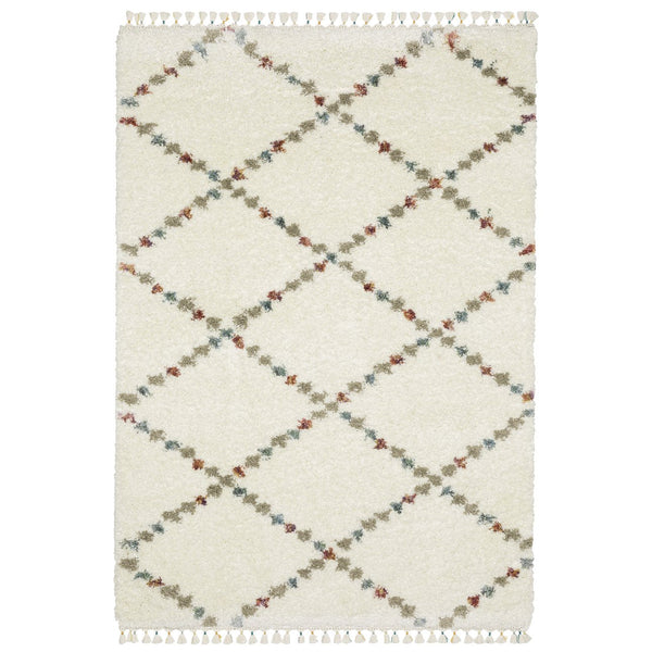 Oriental Weavers Axis Indoor Area Rug - Soft Textured High-pile Design With Trendy Tassel Fringe And Vibrant Colors Ivory,Multi Polypropylene Aax08a300394st