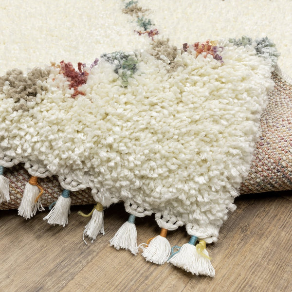 Oriental Weavers Axis Indoor Area Rug - Soft Textured High-pile Design With Trendy Tassel Fringe And Vibrant Colors Ivory,Multi Polypropylene Aax08a300394st