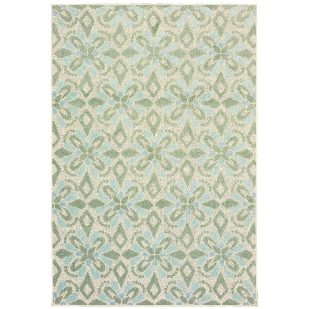 Oriental Weavers Barbados Indoor/Outdoor Area Rug - Colorful Geometric Design For A Stylish Home And Garden Decor Ivory,Green Polypropylene B5994j300390st