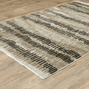 Oriental Weavers Bauer Eco-friendly Indoor Area Rug - Luxurious Recycled Pet Yarn, Modern Design For Any Space Beige,Charcoal Pet Fibers B8120d160230st