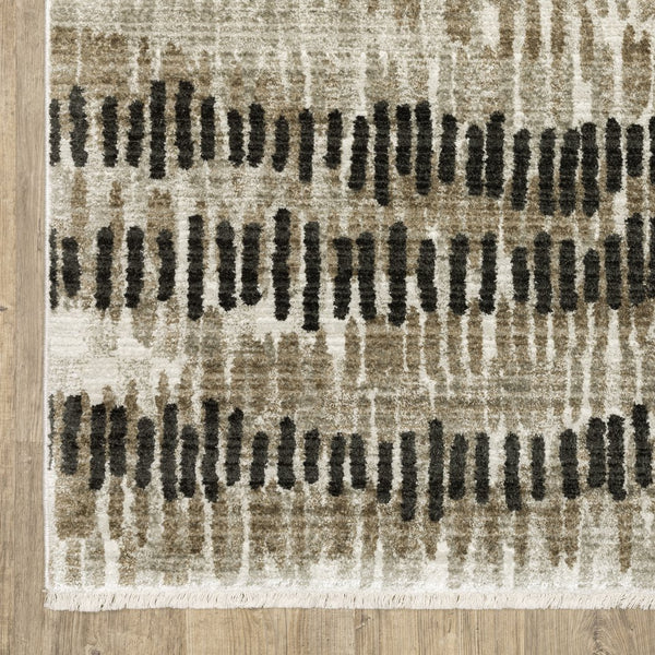 Oriental Weavers Bauer Eco-friendly Indoor Area Rug - Luxurious Recycled Pet Yarn, Modern Design For Any Space Beige,Charcoal Pet Fibers B8120d160230st