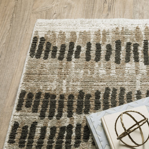Oriental Weavers Bauer Eco-friendly Indoor Area Rug - Luxurious Recycled Pet Yarn, Modern Design For Any Space Beige,Charcoal Pet Fibers B8120d160230st