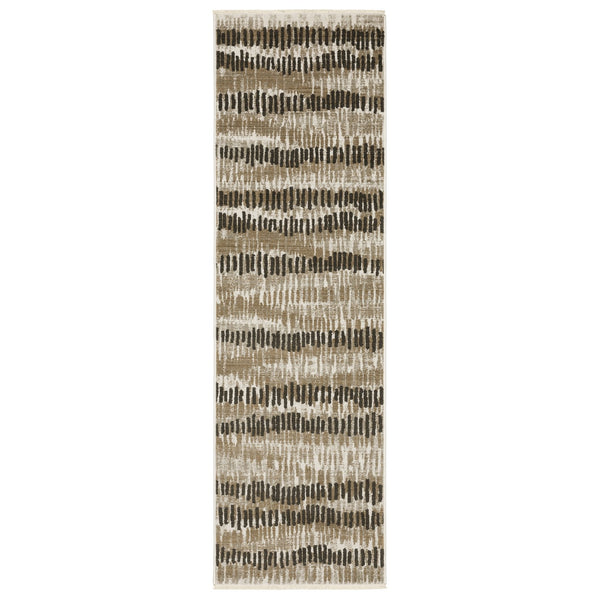 Oriental Weavers Bauer Eco-friendly Indoor Area Rug - Luxurious Recycled Pet Yarn, Modern Design For Any Space Beige,Charcoal Pet Fibers B8120d068230st