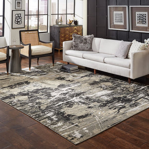 Oriental Weavers Bowen Soft Textured Indoor Area Rug - Stylish Geometric Patterns In Elegant Neutral Tones Black,Gold Polypropylene B109e2117165st