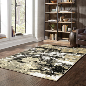 Oriental Weavers Bowen Soft Textured Indoor Area Rug - Stylish Geometric Patterns In Elegant Neutral Tones Black,Gold Polypropylene B109e2117165st
