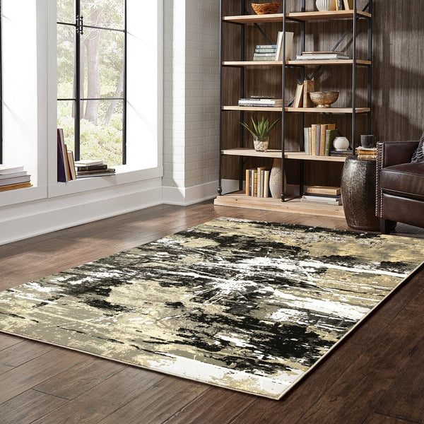 Oriental Weavers Bowen Soft Textured Indoor Area Rug - Stylish Geometric Patterns In Elegant Neutral Tones Black,Gold Polypropylene B109e2117165st