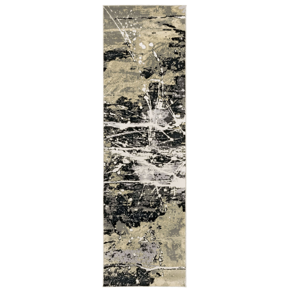 Oriental Weavers Bowen Soft Textured Indoor Area Rug - Stylish Geometric Patterns In Elegant Neutral Tones Black,Gold Polypropylene B109e2068230st