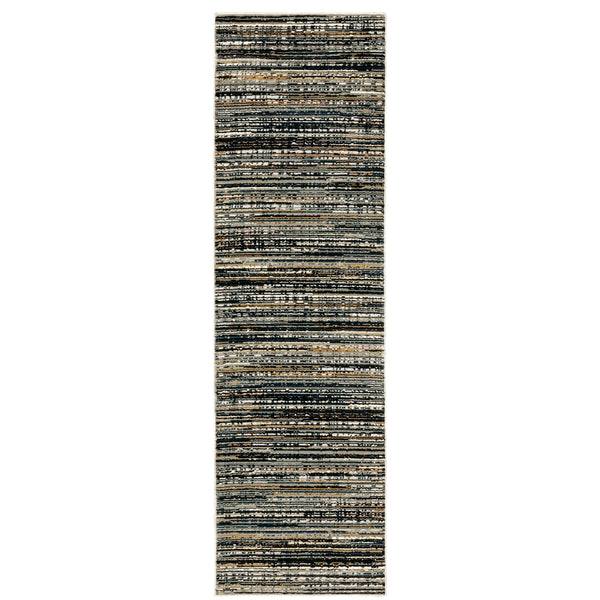 Oriental Weavers Bowen High/Low Textured Indoor Area Rug - Soft Hand, Bold Patterns, Furniture Friendly Color Palette Black,Navy Polypropylene B1332h068230st