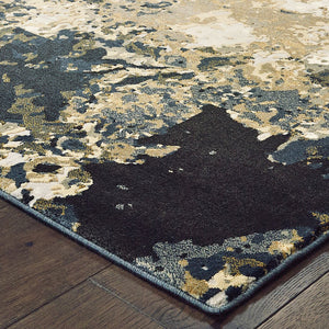 Oriental Weavers Bowen Textured Indoor Area Rug - Luxurious Softness With Abstract Designs For Elegant Décor Navy,Gold Polypropylene B1808q068230st