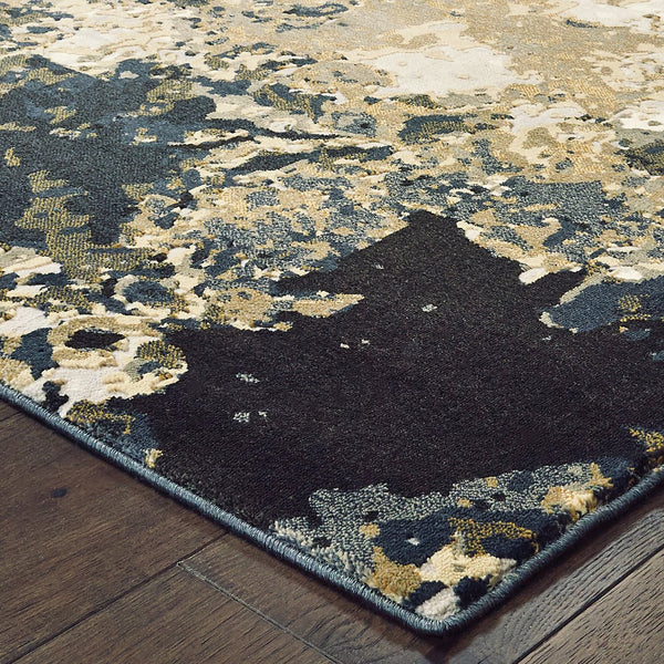 Oriental Weavers Bowen Textured Indoor Area Rug - Luxurious Softness With Abstract Designs For Elegant Décor Navy,Gold Polypropylene B1808q068230st