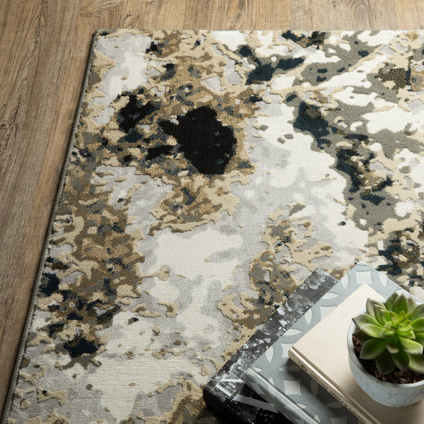 Oriental Weavers Bowen Textured Indoor Area Rug - Luxurious Softness With Abstract Designs For Elegant Décor Navy,Gold Polypropylene B1808q068230st