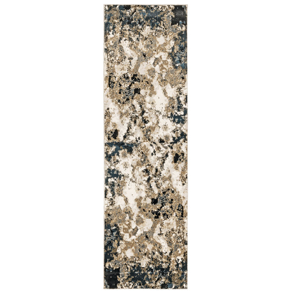Oriental Weavers Bowen Textured Indoor Area Rug - Luxurious Softness With Abstract Designs For Elegant Décor Navy,Gold Polypropylene B1808q068230st