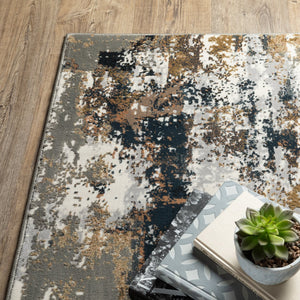 Oriental Weavers Bowen High/Low Textured Indoor Area Rug - Super-soft Hand, Stylish Patterns & Elegant Neutrals Grey,Gold Polypropylene B4928x117165st