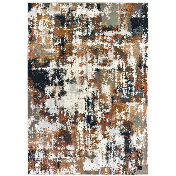 Oriental Weavers Bowen High/Low Textured Indoor Area Rug - Super-soft Hand, Stylish Patterns & Elegant Neutrals Grey,Gold Polypropylene B4928x117165st