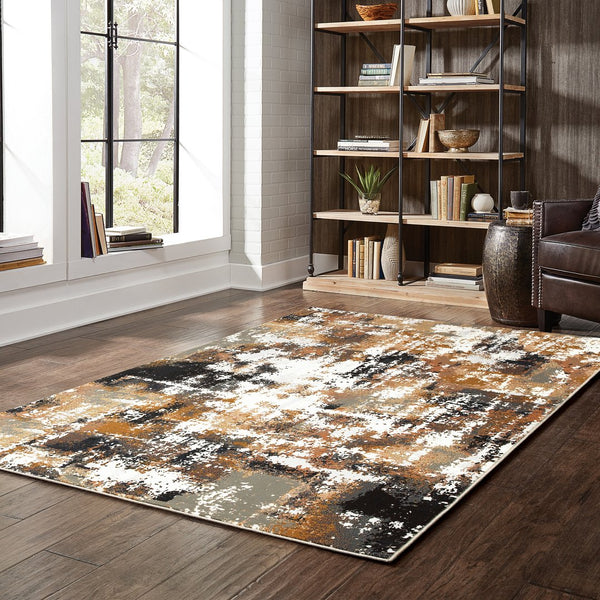 Oriental Weavers Bowen High/Low Textured Indoor Area Rug - Super-soft Hand, Stylish Patterns & Elegant Neutrals Grey,Gold Polypropylene B4928x117165st