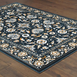 Oriental Weavers Bowen High/Low Textured Area Rug – Soft Hand, Bold Geometric Patterns & Elegant Color Palette Navy,Gold Polypropylene B534l2117165st