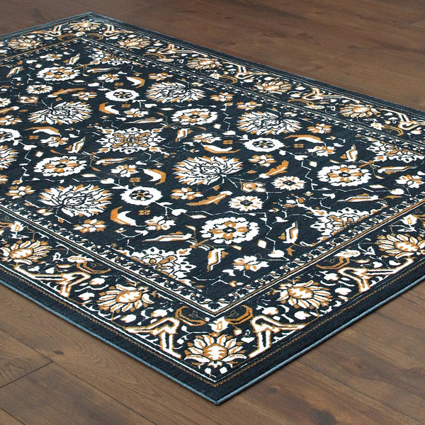 Oriental Weavers Bowen High/Low Textured Area Rug – Soft Hand, Bold Geometric Patterns & Elegant Color Palette Navy,Gold Polypropylene B534l2117165st
