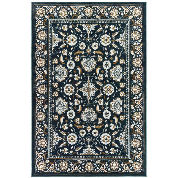 Oriental Weavers Bowen High/Low Textured Area Rug – Soft Hand, Bold Geometric Patterns & Elegant Color Palette Navy,Gold Polypropylene B534l2117165st